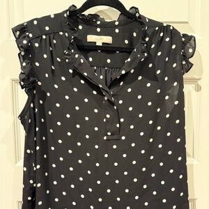 LOFT Black and White Polka Dot Blouse